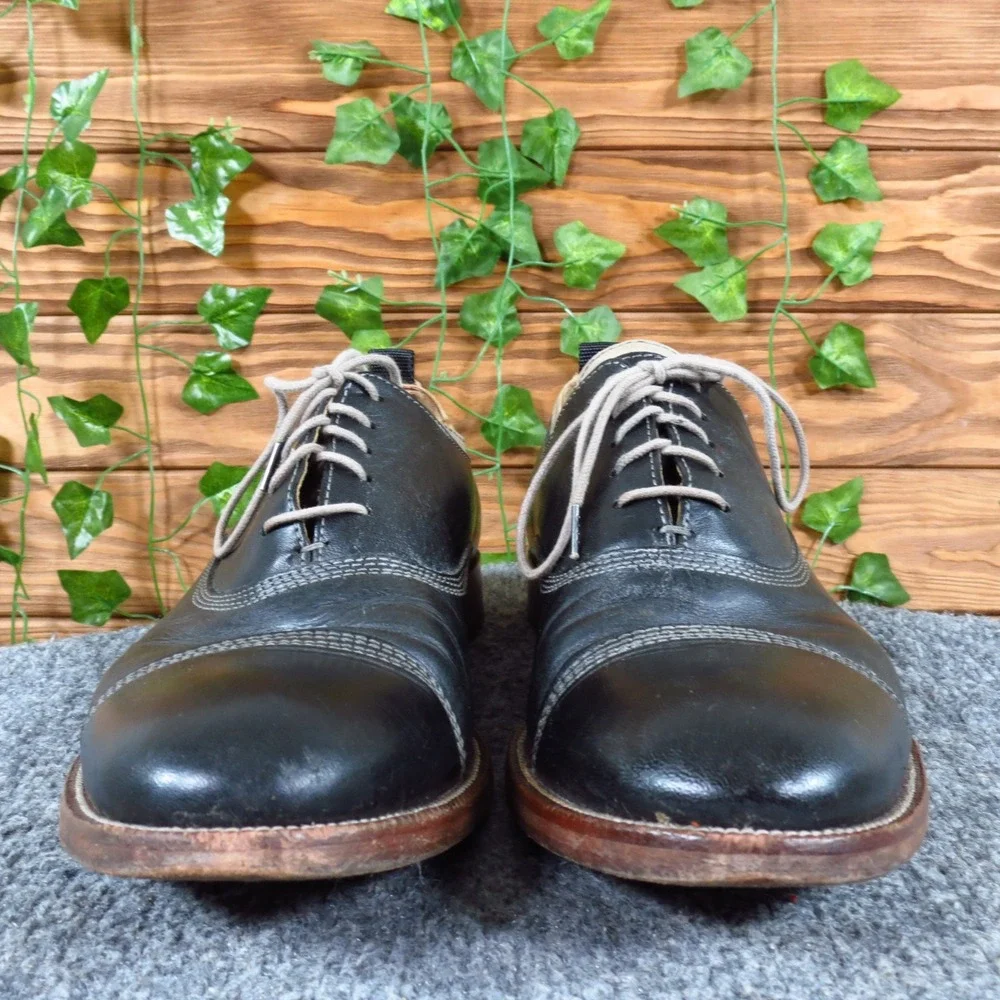 Johnston & Murphy 15-4705 Mens Cap Toe Oxford Size 9M Dress Shoes Black Leather‎